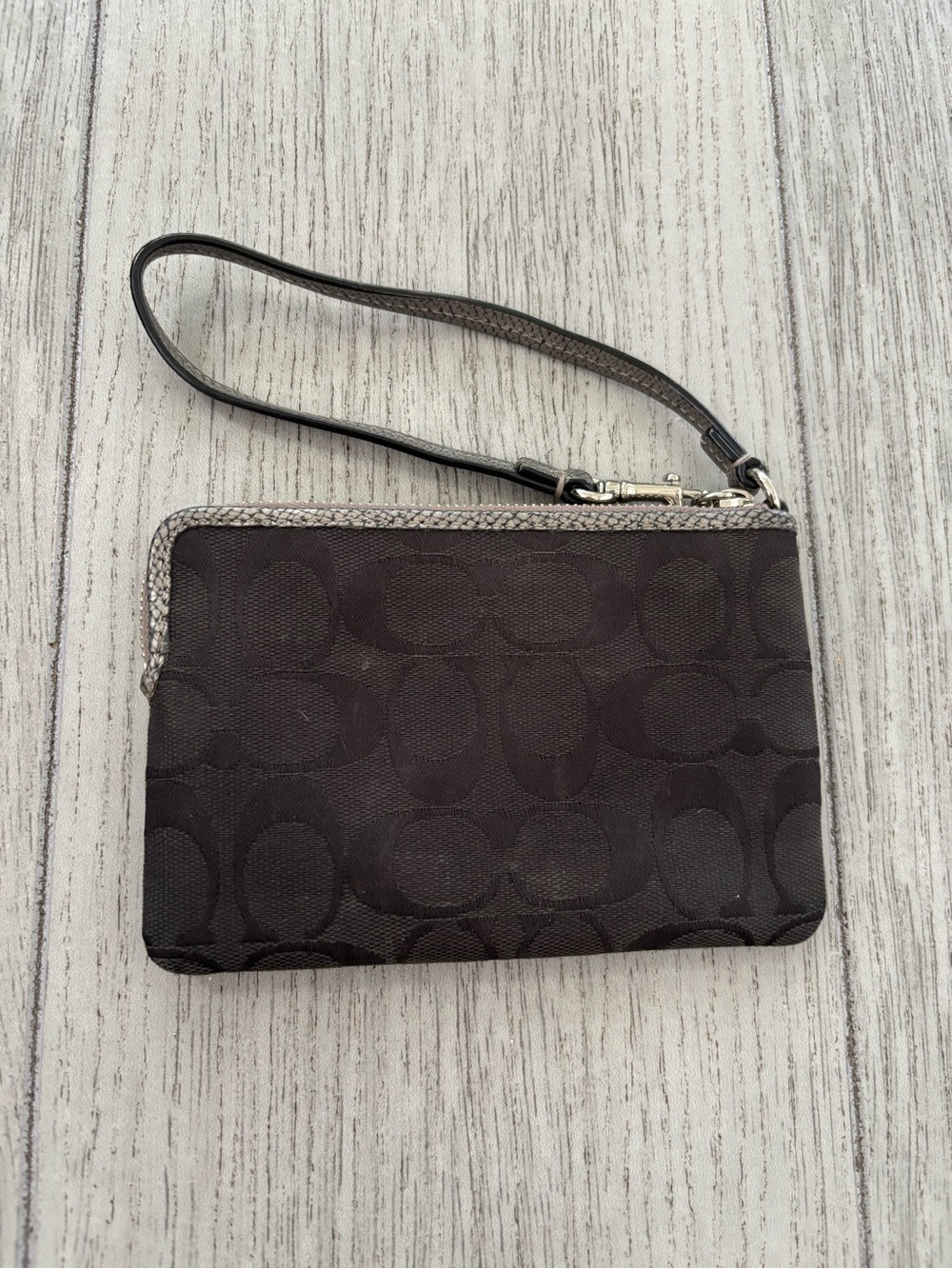 Coach jacquard wristlet in black. GUC. - Picture 3 of 11